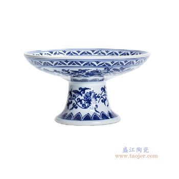RXCF16-S  8英寸青花 缠枝莲高脚盘