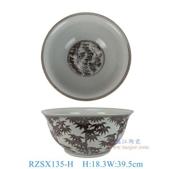 RZSX135-H 仿古脚踩泥铁锈红竹纹大碗
