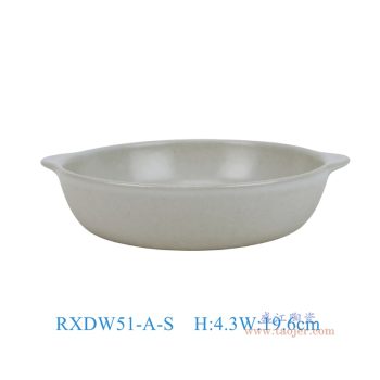 RXDW51-A-S  复古白色黑斑点双耳盘小号