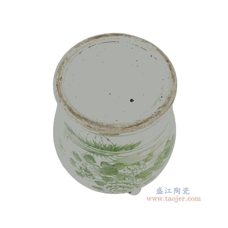 绿色四季花狮子头将军罐