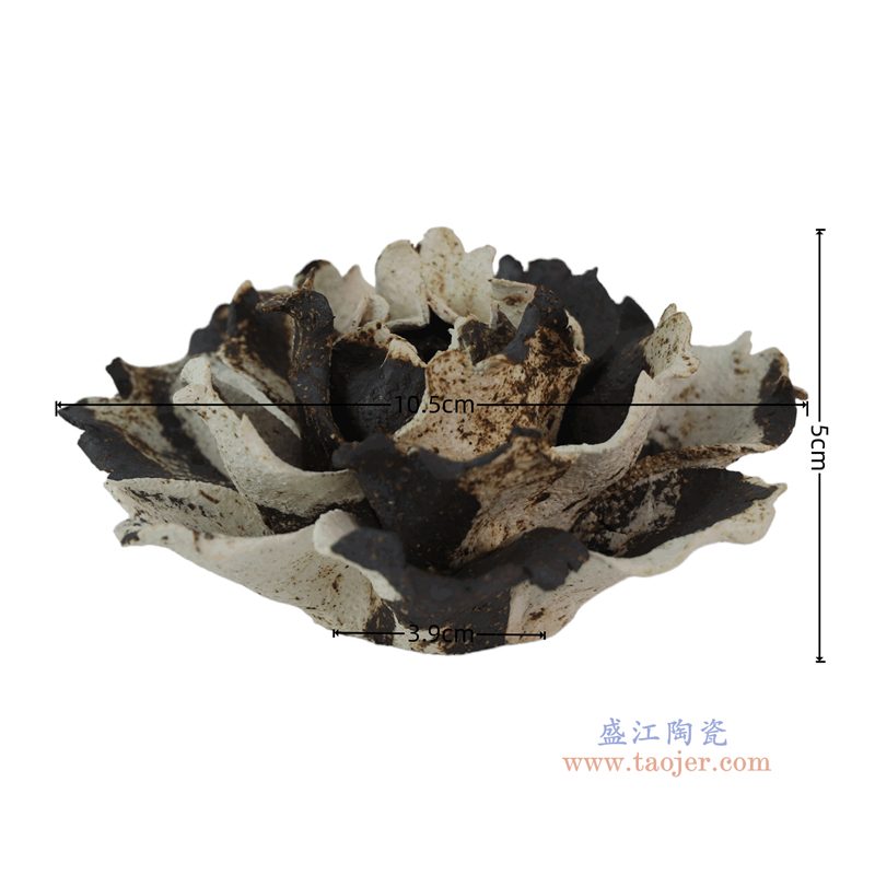 RXGI03-C黑白色手工捏花牡丹花雕塑尺寸图
