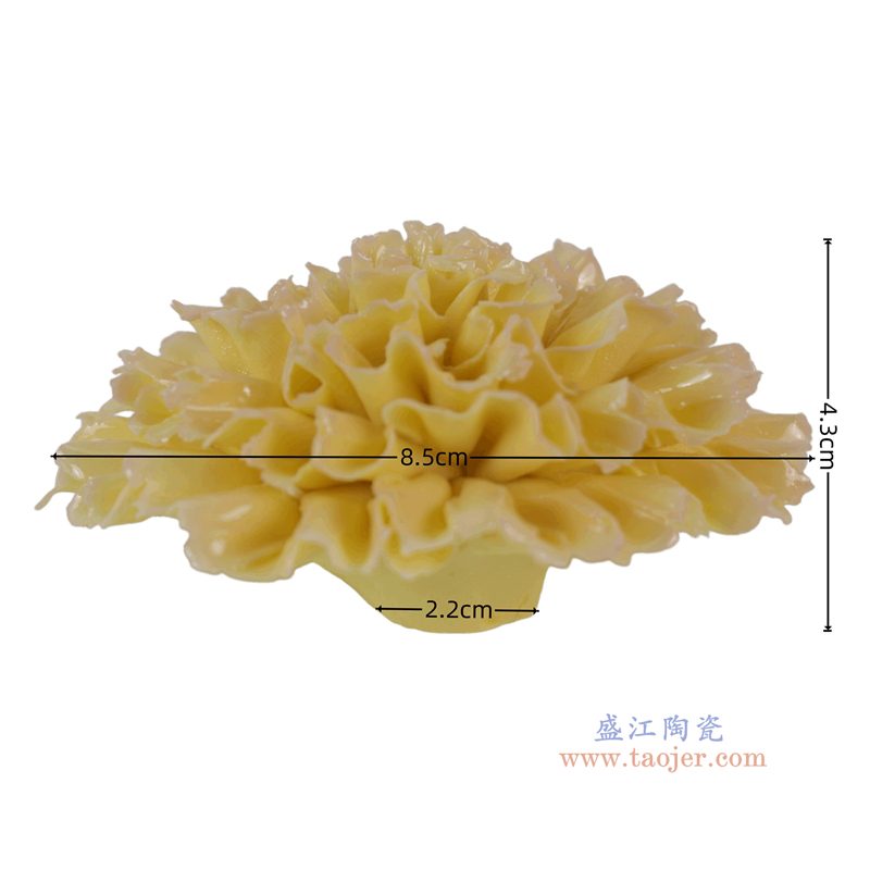 RXGI04-B黄色手工捏花球菊花雕塑尺寸图