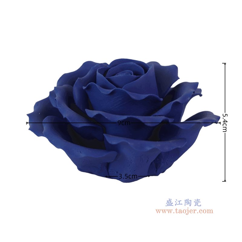 RXGI05-B蓝色手工捏花玫瑰花雕塑尺寸图