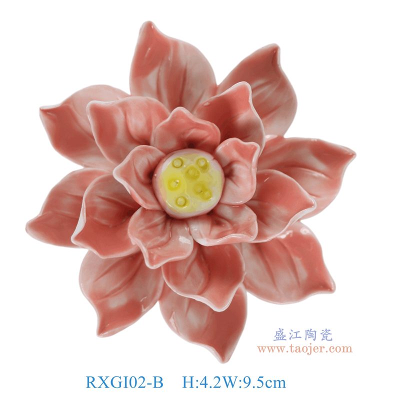 RXGI02-B红色手工捏花荷花雕塑俯视图
