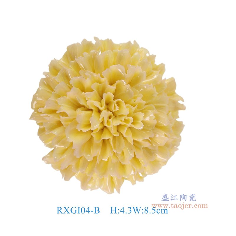RXGI04-B黄色手工捏花球菊花雕塑俯视图