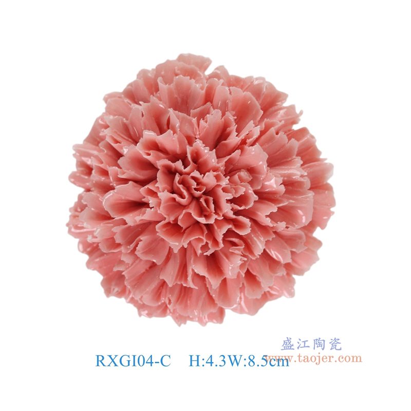 RXGI04-C红色手工捏花球菊花雕塑俯视图