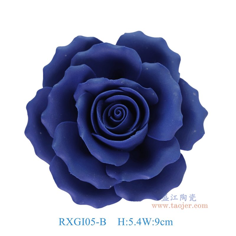 RXGI05-B蓝色手工捏花玫瑰花雕塑俯视图