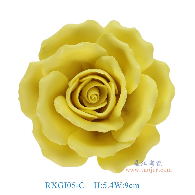 RXGI05-C黄色手工捏花玫瑰花雕塑俯视图
